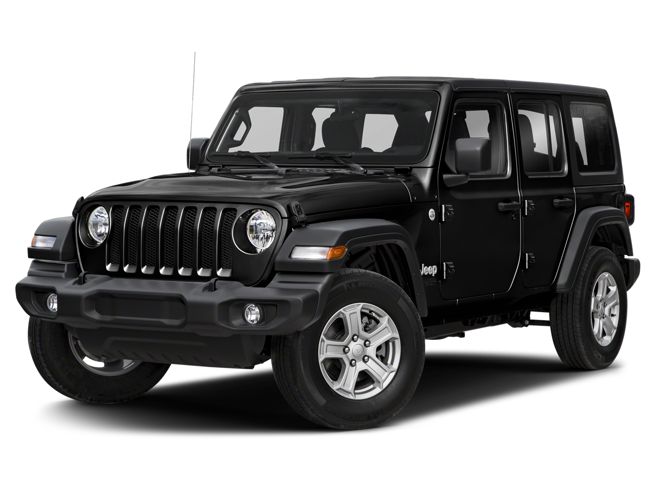 2018 Jeep Wrangler Sport in Black Clearcoat — front three-quarter view