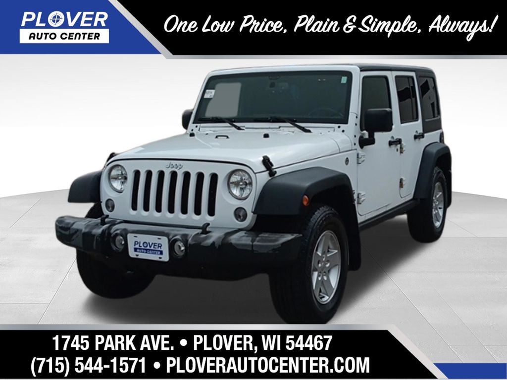 2018 Jeep Wrangler JK Sport in Bright White Clearcoat — front three-quarter view