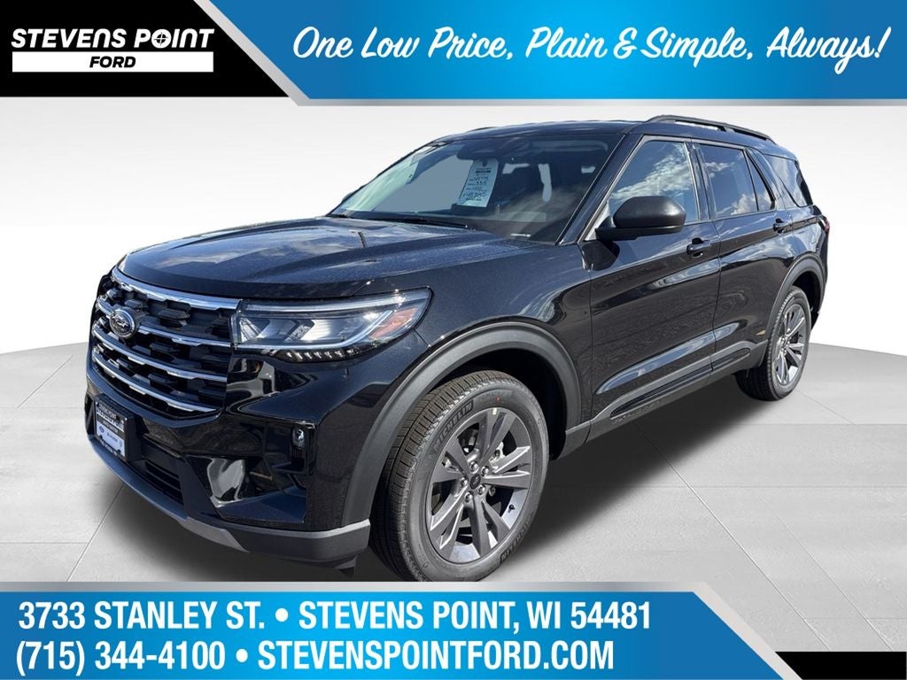2026 Ford Explorer Active in Black Metallic — front three-quarter view