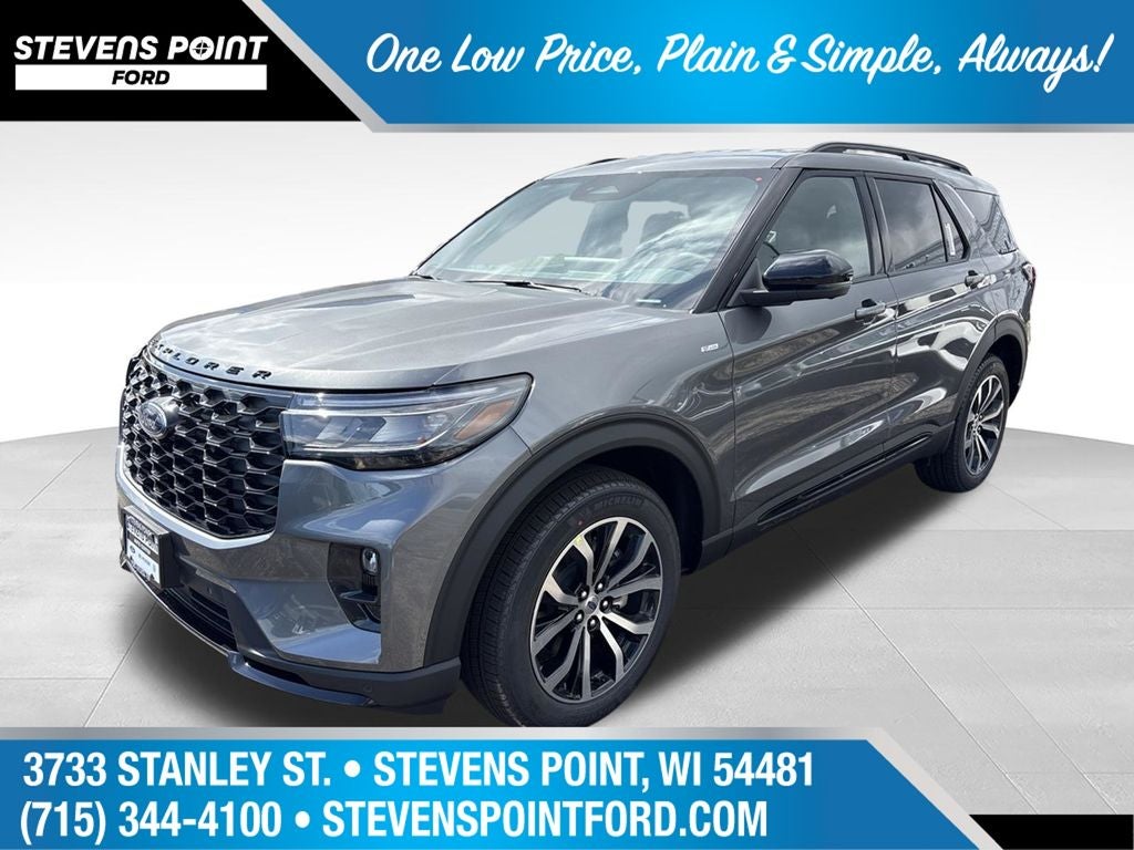 2026 Ford Explorer ST-Line in Gray Metallic — front three-quarter view