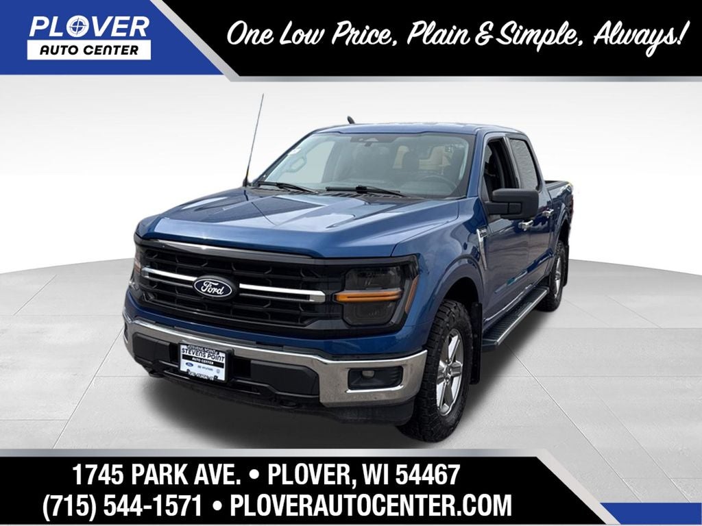 2024 Ford F-150 XLT in Atlas Blue Metallic — front three-quarter view