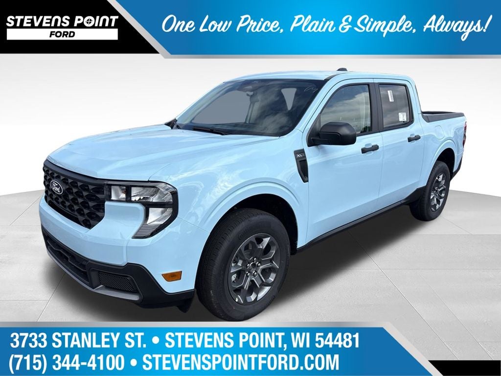 2026 Ford Maverick XLT in Light Blue — front three-quarter view