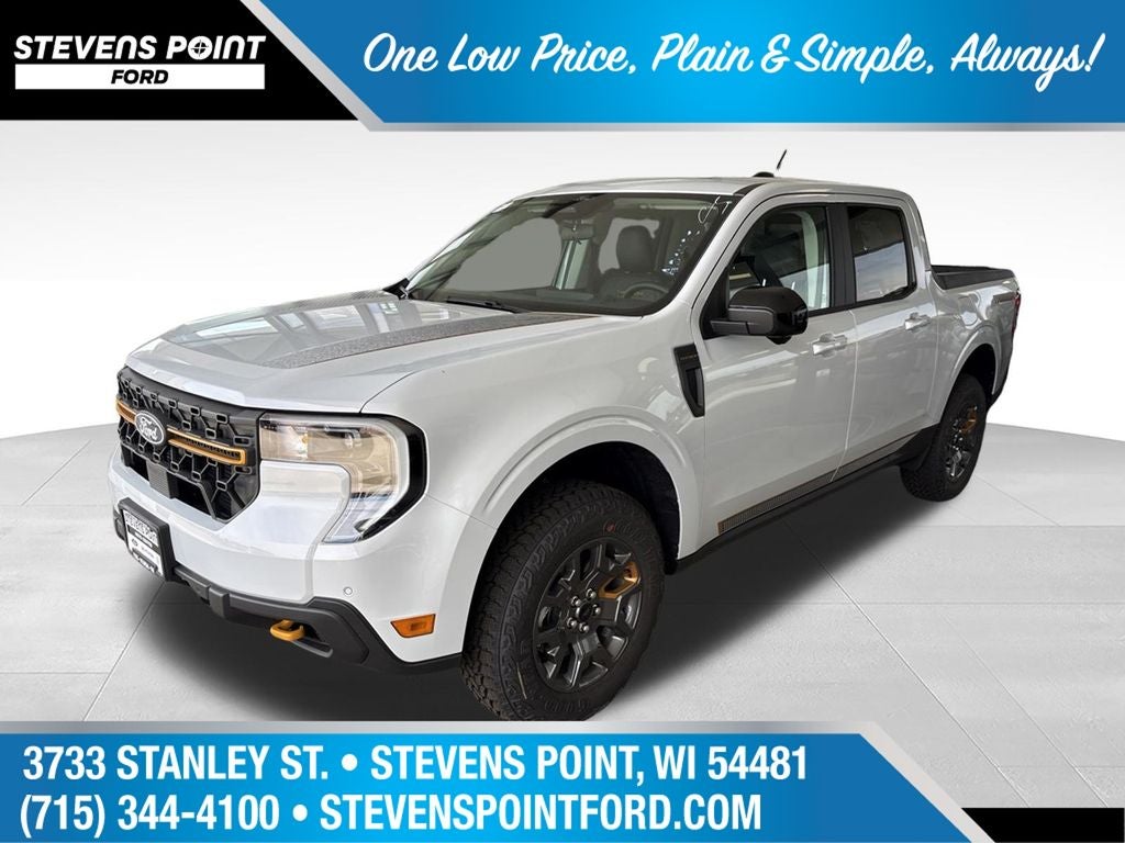 2026 Ford Maverick Tremor in White Metallic — front three-quarter view